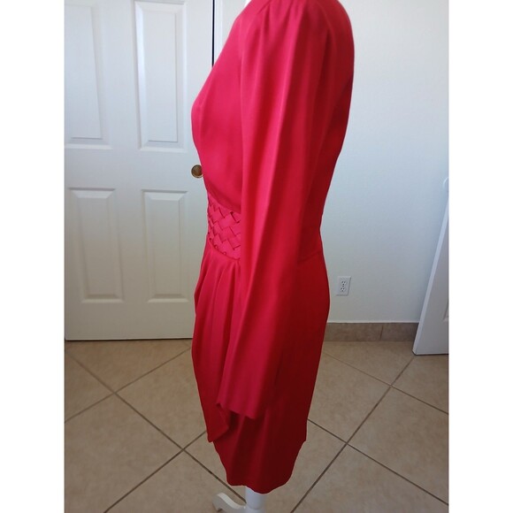 P.J. KLEIN Women's Dress Red Long Sleeve Round Neck 9/10 Office Career - Picture 6 of 16